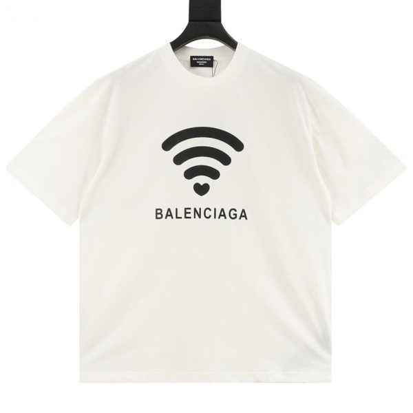 designer,replica,clothing,fake,1:1,lv,luxury,high quality Balenciaga Heart-Shaped Oversized Short-Sleeve T-Shirt with Wi-Fi Signal Design (9601)