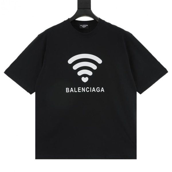 designer,replica,clothing,fake,1:1,lv,luxury,high quality Balenciaga Heart-Shaped Wi-Fi Signal Oversized Short-Sleeve T-Shirt (A481)