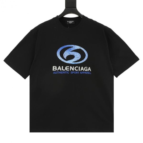 designer,replica,clothing,fake,1:1,lv,luxury,high quality Balenciaga Blue Logo Crack Print Short-Sleeve T-Shirt (BCDB)