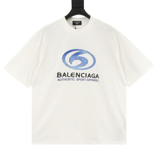 designer,replica,clothing,fake,1:1,lv,luxury,high quality Balenciaga Blue Logo Crack Print Short-Sleeve T-Shirt (DDCB)