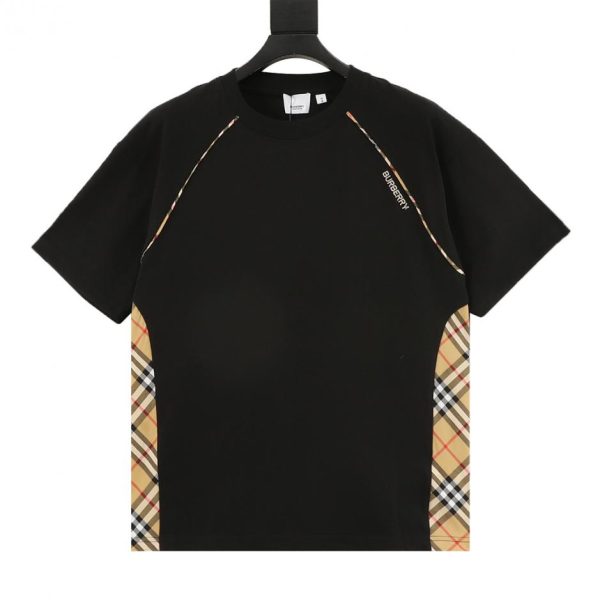 designer,replica,clothing,fake,1:1,lv,luxury,high quality BURBERRY Short-sleeved T-shirt with side plaid patchwork (7758)