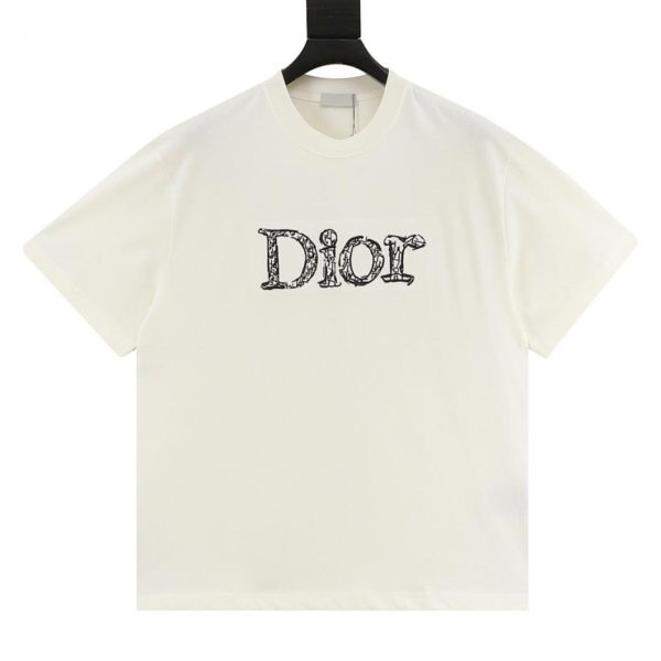 designer,replica,clothing,fake,1:1,lv,luxury,high quality Christian Dior classic short-sleeved shirt with 3D sketched letter embroidery (EA6B)
