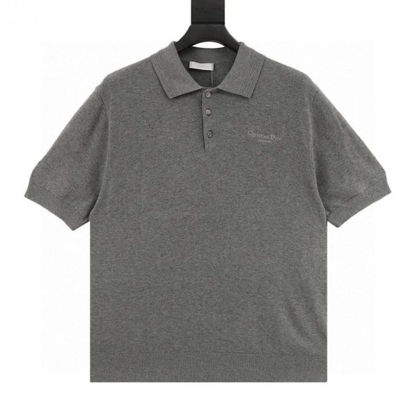 designer,replica,clothing,fake,1:1,lv,luxury,high quality DIOR Embroidered Knit Short-Sleeve Polo Shirt (2BBE)