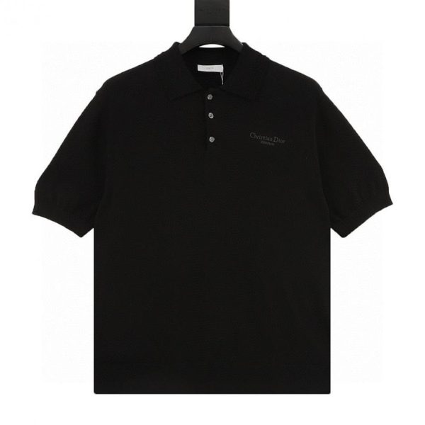 designer,replica,clothing,fake,1:1,lv,luxury,high quality DIOR Embroidered Knit Short-Sleeve Polo Shirt (3B77)