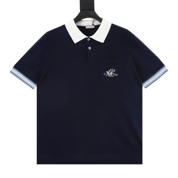 designer,replica,clothing,fake,1:1,lv,luxury,high quality DIOR Couture Lily of the Valley Embroidered Short-Sleeve Polo Shirt (2E29)