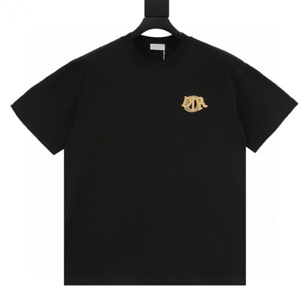 designer,replica,clothing,fake,1:1,lv,luxury,high quality DIOR short-sleeved top with classic CD letter embroidery in gold thread (12FA)