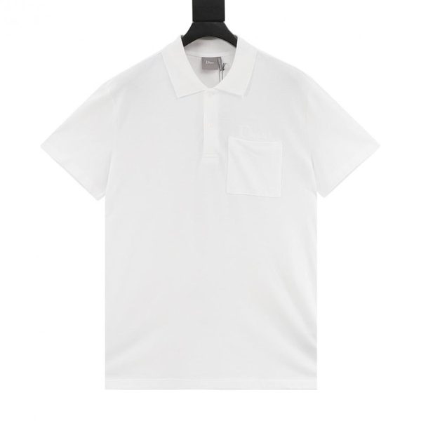 designer,replica,clothing,fake,1:1,lv,luxury,high quality Dior embroidered letter pocket pique cotton short-sleeved polo shirt (767D)