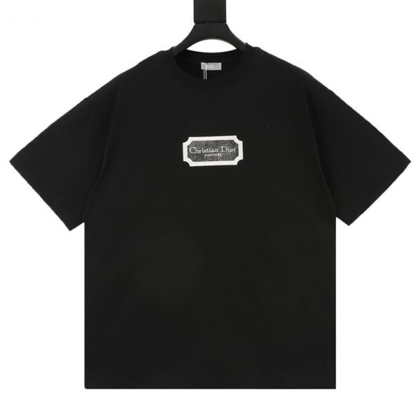 designer,replica,clothing,fake,1:1,lv,luxury,high quality Dior embroidered silver logo short-sleeved T-shirt (FC29)