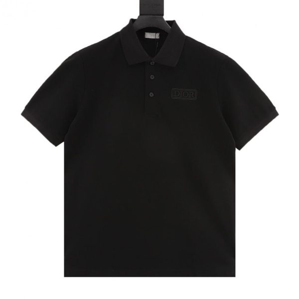 designer,replica,clothing,fake,1:1,lv,luxury,high quality DIOR Embroidered Signature Short-Sleeve Polo Shirt (827C)