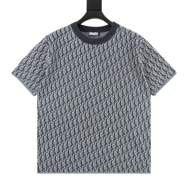 designer,replica,clothing,fake,1:1,lv,luxury,high quality DIOR Jacquard Monogram All-Knit Short-Sleeve T-Shirt (D58D)