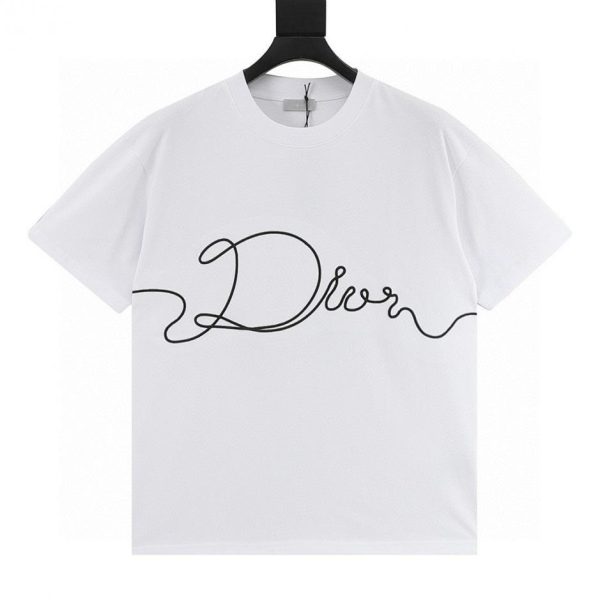 designer,replica,clothing,fake,1:1,lv,luxury,high quality DIOR Signature Embroidered Letter Short-Sleeve T-Shirt (4EAD)