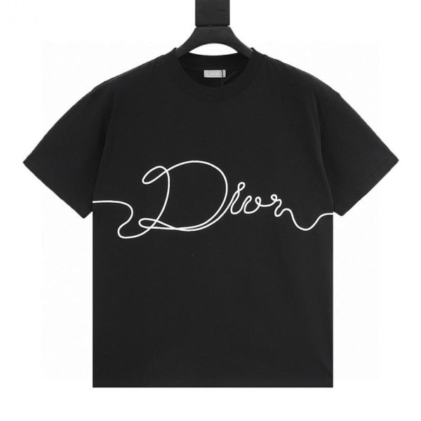 designer,replica,clothing,fake,1:1,lv,luxury,high quality DIOR Signature Embroidered Letter Short-Sleeve T-Shirt (61BF)