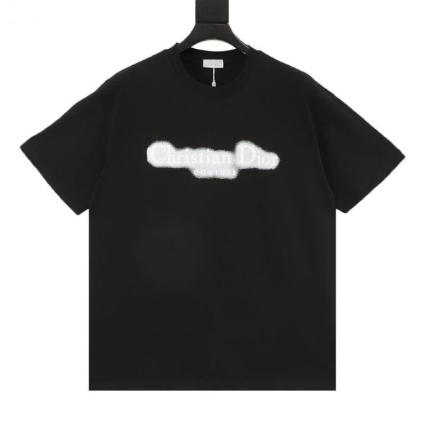 designer,replica,clothing,fake,1:1,lv,luxury,high quality Dior Black and White Brushed Letter Crew Neck Short Sleeve T-Shirt (939F)