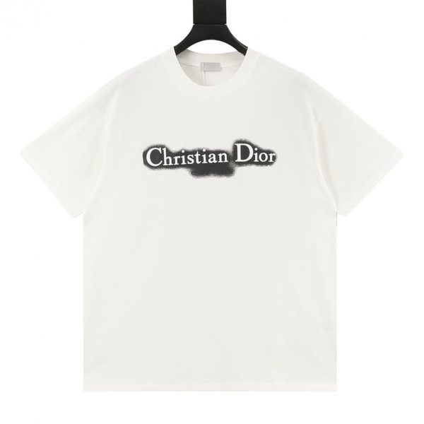 designer,replica,clothing,fake,1:1,lv,luxury,high quality Dior Black and White Brushed Letter Crew Neck Short Sleeve T-Shirt (B4BC)