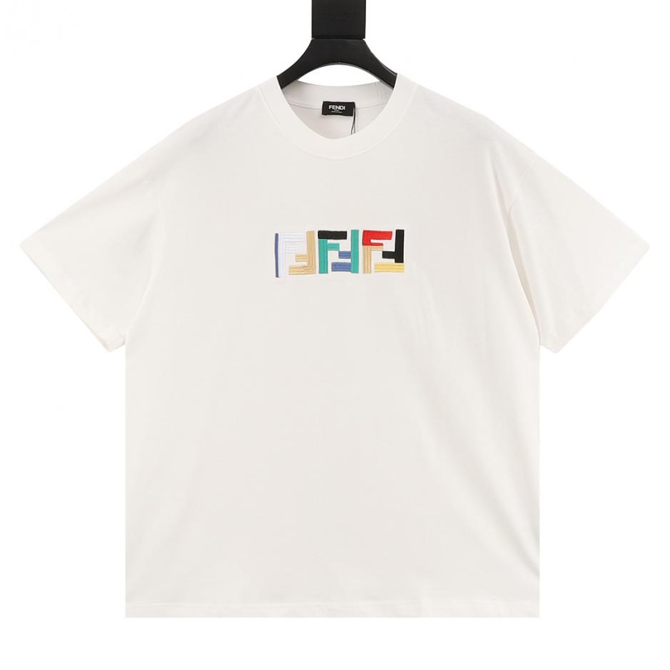 designer,replica,clothing,fake,1:1,lv,luxury,high quality FENDI Colorful FF Embroidered Short-Sleeve T-Shirt in Black and White (329E) designer,replica,clothing,fake,1:1,lv,luxury,high quality FENDI Colorful FF Embroidered Short-Sleeve T-Shirt in Black and White (329E)