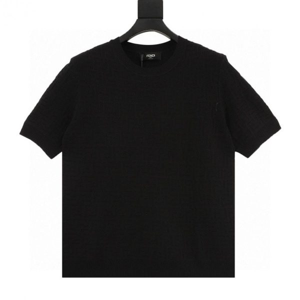 designer,replica,clothing,fake,1:1,lv,luxury,high quality Fendi All-FF Jacquard Knit Short-Sleeve T-Shirt (AC31)