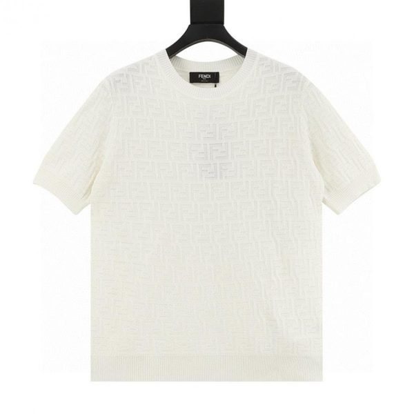 designer,replica,clothing,fake,1:1,lv,luxury,high quality Fendi Full FF Jacquard Knit Short-Sleeve T-Shirt (F65B)