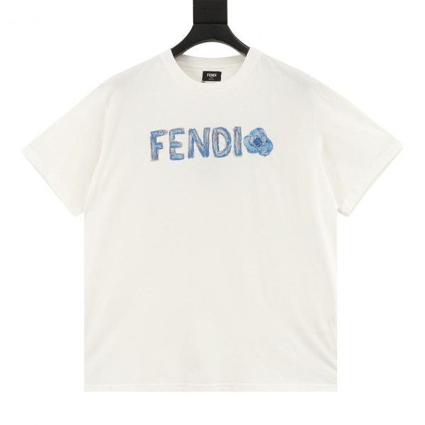 designer,replica,clothing,fake,1:1,lv,luxury,high quality Fendi Blue Letter Short-Sleeve T-Shirt (3A50)