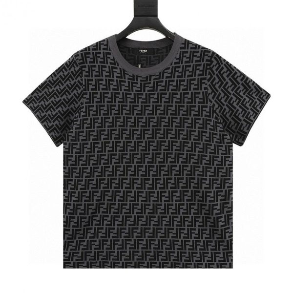 designer,replica,clothing,fake,1:1,lv,luxury,high quality Fendi FF Jacquard All-over Print Knit Short-Sleeve T-Shirt (0F7E)