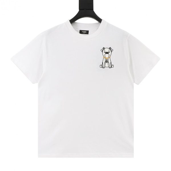 designer,replica,clothing,fake,1:1,lv,luxury,high quality Fendi French Bulldog Embroidered Short-Sleeve T-Shirt (BB7F)