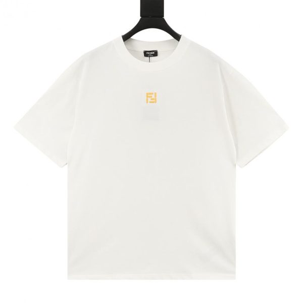 designer,replica,clothing,fake,1:1,lv,luxury,high quality Fendi minimalist FF 3D embroidered short-sleeved T-shirt (E9E3)