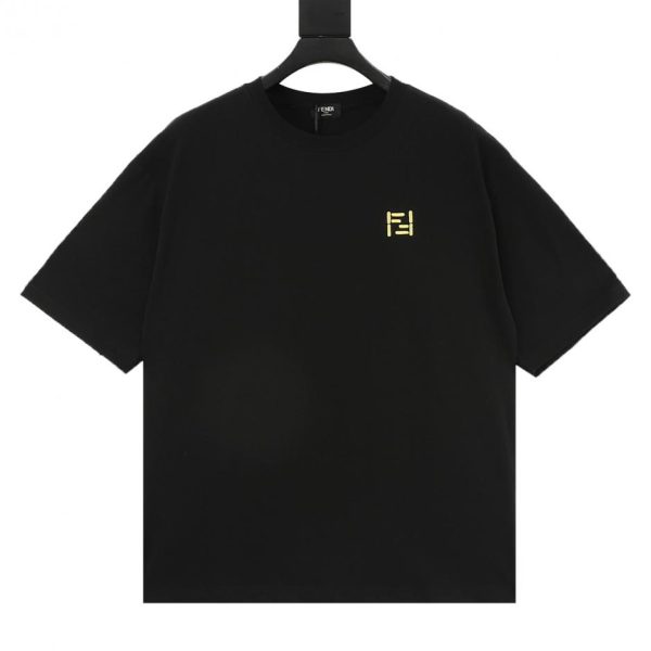 designer,replica,clothing,fake,1:1,lv,luxury,high quality Fendi classic double-F embroidered logo short-sleeved T-shirt (DD97)