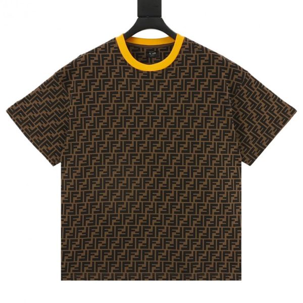 designer,replica,clothing,fake,1:1,lv,luxury,high quality Fendi double F monogram print all-over short-sleeved T-shirt (0134)
