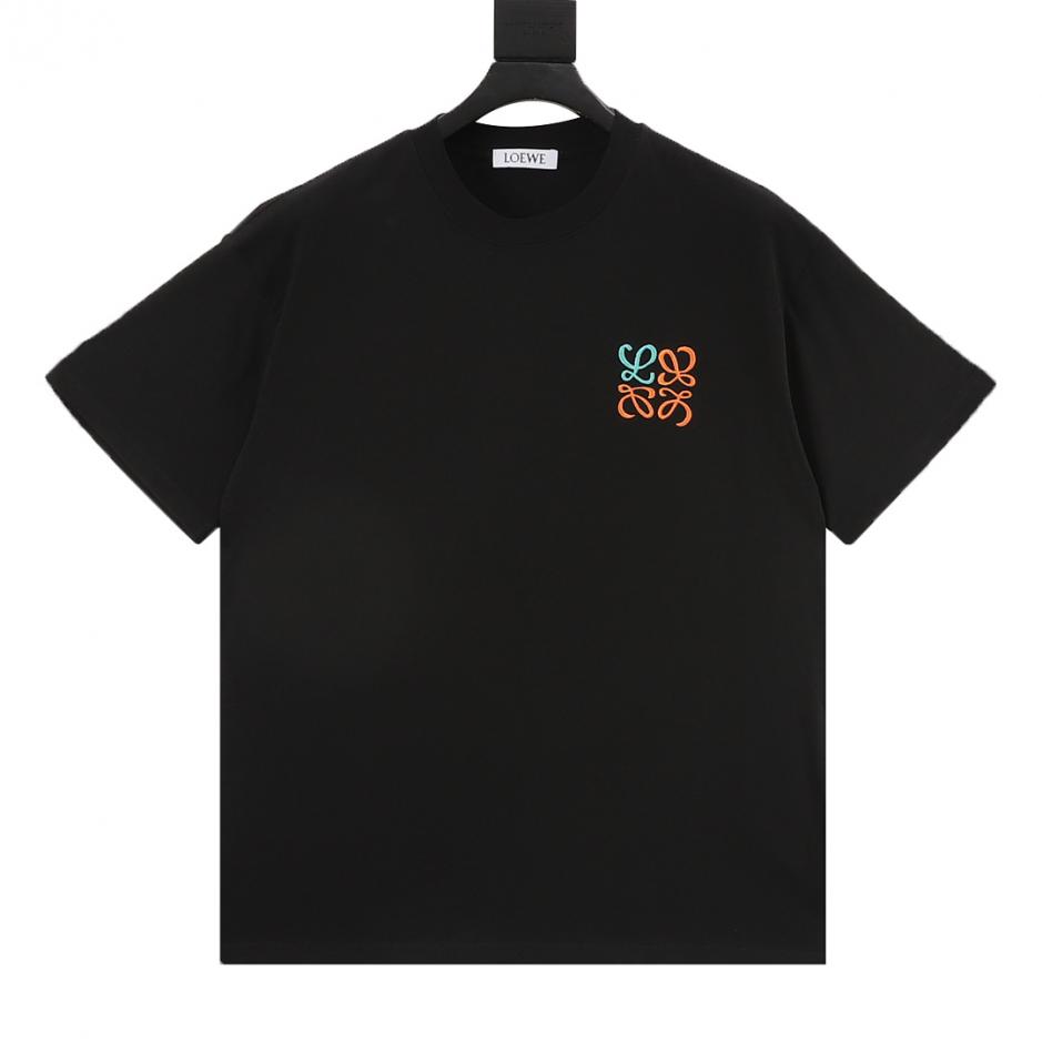 designer,replica,clothing,fake,1:1,lv,luxury,high quality Loewe Green and Orange Embroidered Short-Sleeve T-Shirt in Black and White (75C1) designer,replica,clothing,fake,1:1,lv,luxury,high quality Loewe Green and Orange Embroidered Short-Sleeve T-Shirt in Black and White (75C1)