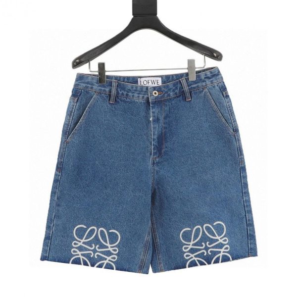 designer,replica,clothing,fake,1:1,lv,luxury,high quality Loewe Anagram Semi-Embroidered Denim Shorts (4AB6)