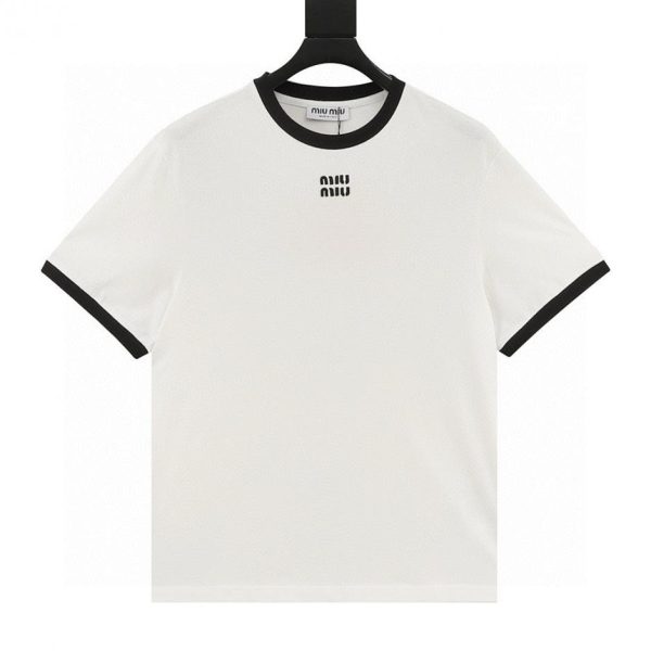 designer,replica,clothing,fake,1:1,lv,luxury,high quality MiuMiu Color Block Short-Sleeve T-Shirt (9FF6)