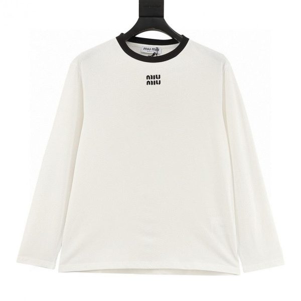 designer,replica,clothing,fake,1:1,lv,luxury,high quality MiuMiu Color Block Long-Sleeve T-Shirt (56F9)