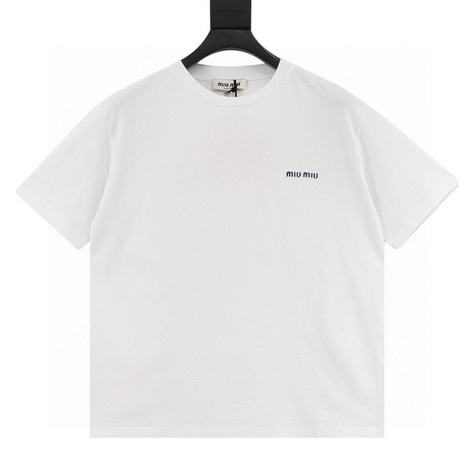 designer,replica,clothing,fake,1:1,lv,luxury,high quality Miu Miu embroidered logo short-sleeved T-shirt (0D48) designer,replica,clothing,fake,1:1,lv,luxury,high quality Miu Miu embroidered logo short-sleeved T-shirt (0D48)