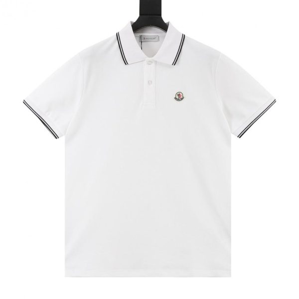 designer,replica,clothing,fake,1:1,lv,luxury,high quality MONCLER Logo Striped Color-Blocked Short-Sleeve Polo Shirt (8D79)