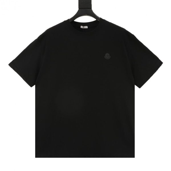designer,replica,clothing,fake,1:1,lv,luxury,high quality MONCLER Short-Sleeve T-Shirt with Embroidered Black Logo on Chest (C5BA)