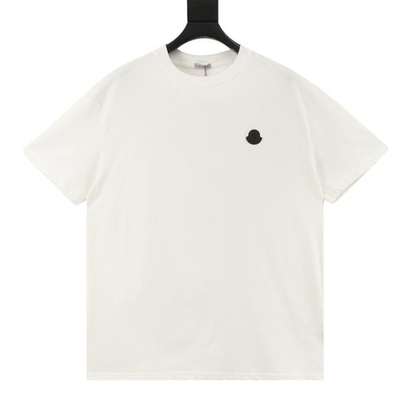 designer,replica,clothing,fake,1:1,lv,luxury,high quality MONCLER Short-Sleeve T-Shirt with Embroidered Black Logo on Chest (F499)