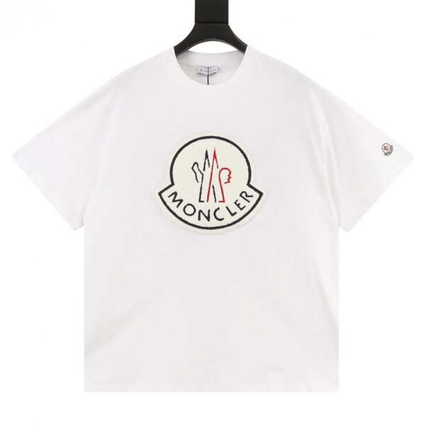 designer,replica,clothing,fake,1:1,lv,luxury,high quality MONCLER short-sleeved shirt with large embroidered terry cloth logo on the chest (A606)