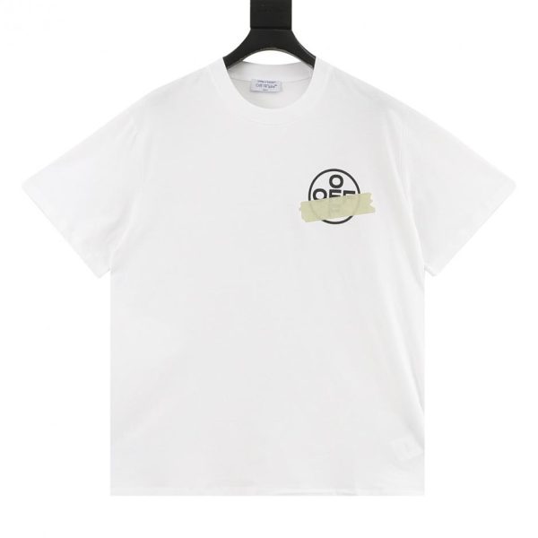 designer,replica,clothing,fake,1:1,lv,luxury,high quality OFF WHITE Yellow Striped Arrow Short-Sleeve T-Shirt (7670)