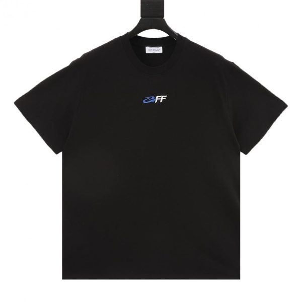 designer,replica,clothing,fake,1:1,lv,luxury,high quality OFF WHITE CO VIRGIL OFF Blue Arrow Letter Embroidered Short-Sleeve T-Shirt (B790)
