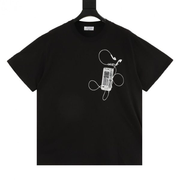 designer,replica,clothing,fake,1:1,lv,luxury,high quality OFF WHITE CO VIRGIL Digital Headphones Arrow Print Short-Sleeve T-Shirt (F0D2)