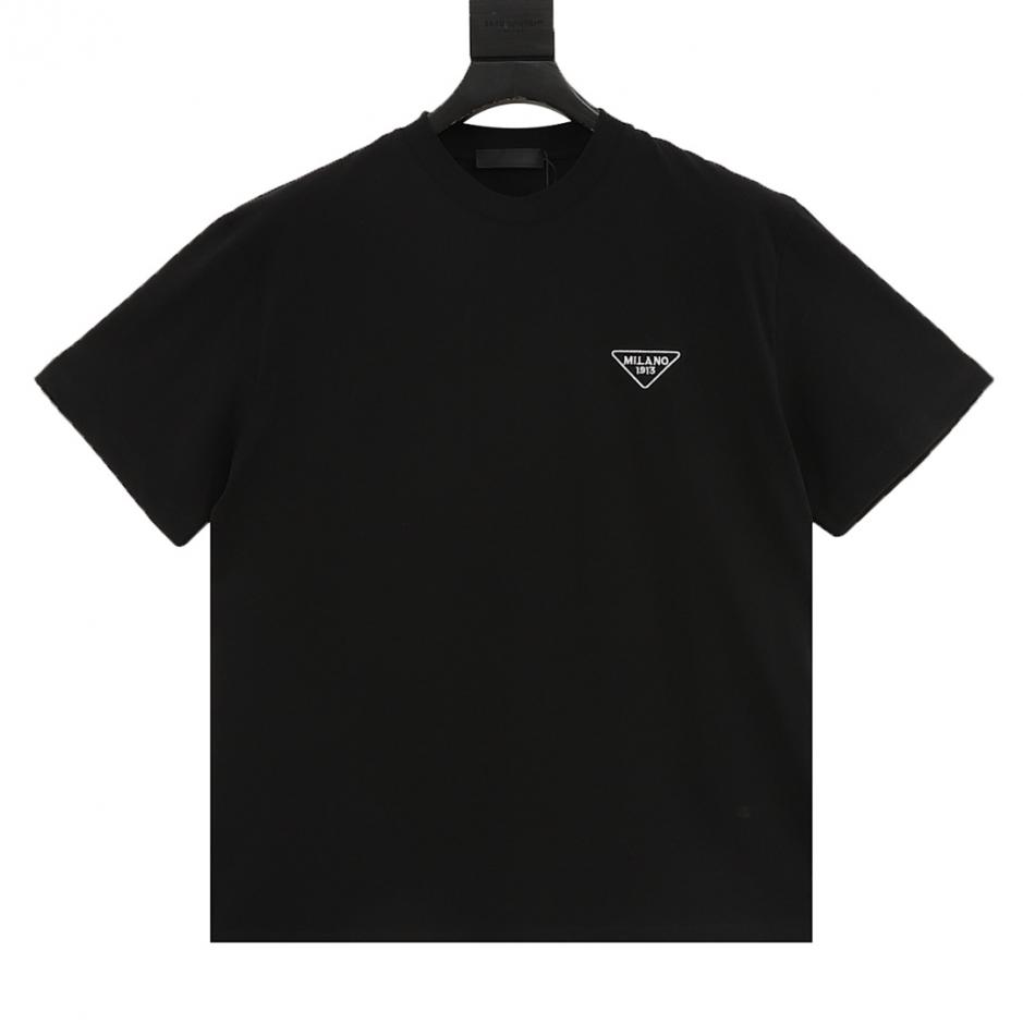 designer,replica,clothing,fake,1:1,lv,luxury,high quality Prada Classic Milan Exclusive Short-Sleeve T-Shirt with Embroidered Triangle Logo and Small Corsage (3A50) designer,replica,clothing,fake,1:1,lv,luxury,high quality Prada Classic Milan Exclusive Short-Sleeve T-Shirt with Embroidered Triangle Logo and Small Corsage (3A50)