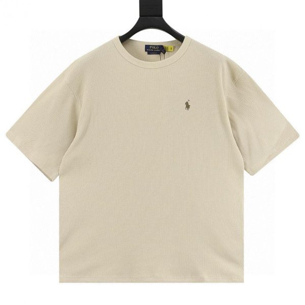 designer,replica,clothing,fake,1:1,lv,luxury,high quality RALPH LAUREN waffle-knit short-sleeved T-shirt with small logo (E123)