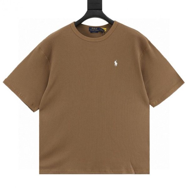 designer,replica,clothing,fake,1:1,lv,luxury,high quality RALPH LAUREN waffle knit short-sleeved T-shirt with small logo (FA45)