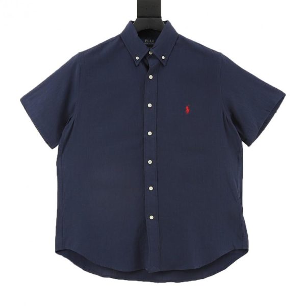 designer,replica,clothing,fake,1:1,lv,luxury,high quality Ralph Lauren Small Logo Horse Embroidery Linen Short-Sleeve Shirt (9734)
