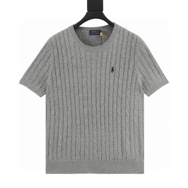 designer,replica,clothing,fake,1:1,lv,luxury,high quality Ralph Lauren Horse Logo Embroidered Cable Knit Short-Sleeve T-Shirt (A773)