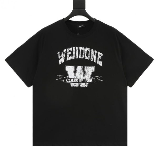 designer,replica,clothing,fake,1:1,lv,luxury,high quality WE11DONE W LOGO Distressed Letter Short-Sleeve T-Shirt (6963)