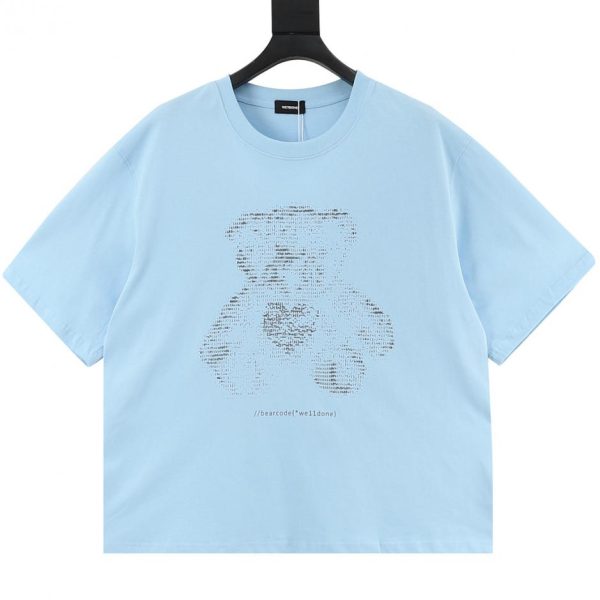 designer,replica,clothing,fake,1:1,lv,luxury,high quality WE11DONE Letter Outline Bear Print Short-Sleeve T-Shirt in Blue and White (7CCB)
