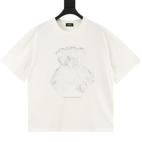 designer,replica,clothing,fake,1:1,lv,luxury,high quality WE11DONE Letter Outline Bear Print Short-Sleeve T-Shirt in Blue and White (A6A2)