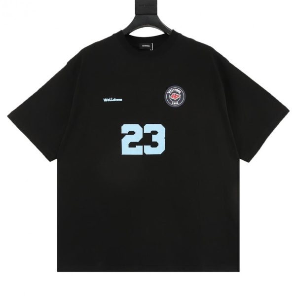 designer,replica,clothing,fake,1:1,lv,luxury,high quality WE11DONE Number 23 Print Short-Sleeve T-Shirt in Black, Navy, and Gray (A581)