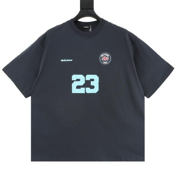 designer,replica,clothing,fake,1:1,lv,luxury,high quality WE11DONE Number 23 Print Short-Sleeve T-Shirt in Black, Navy, and Grey (C655)
