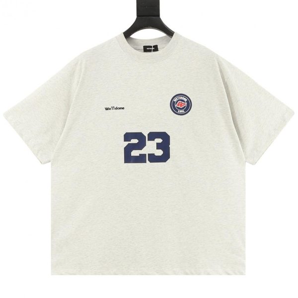 designer,replica,clothing,fake,1:1,lv,luxury,high quality WE11DONE Number 23 Print Short-Sleeve T-Shirt in Black, Navy, and Gray (F7A9)